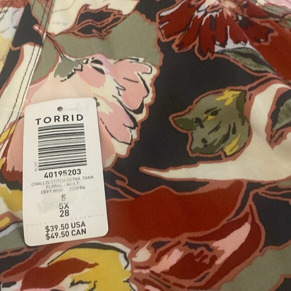 Torrid floral Challis Stitch Detail Tank - Picture 8 of 10